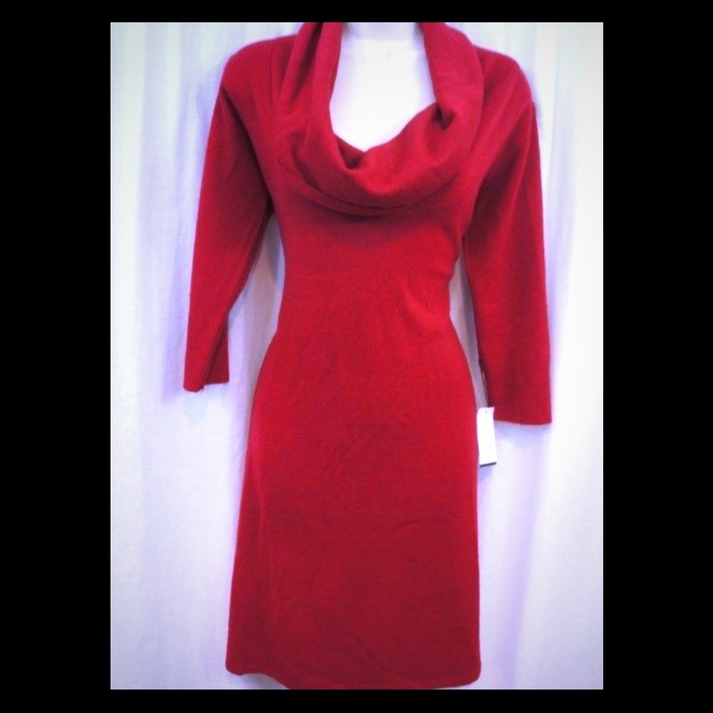 Connected Apparel Red Sweater Dress